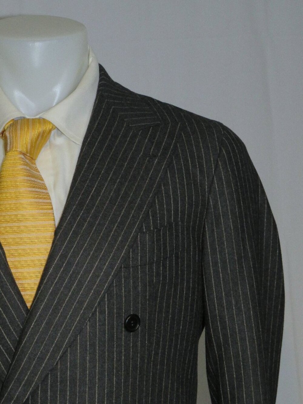 Orazio Luciano x The Armoury Charcoal Gangster Stripe Double Breasted Suit 38